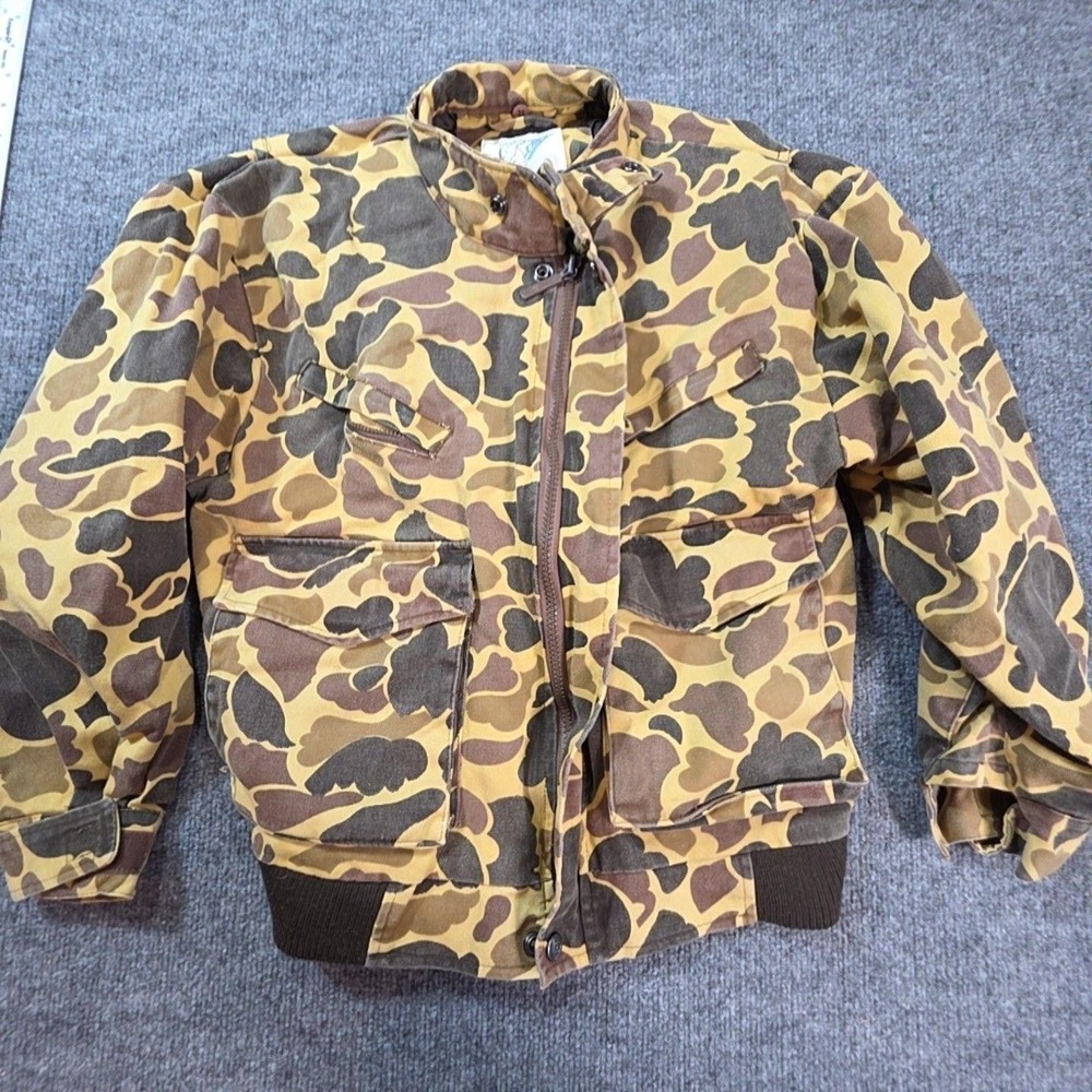 Trophy Club Jacket Kids 12-14 Brown Camo Canvas Bomber Full Zip Hunting Outdoor